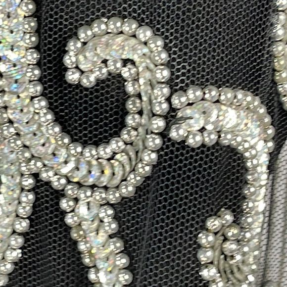 Vintage Silver Beaded Sequin Caplet Shawl Made in India Sparkle Evening … - Picture 6 of 10